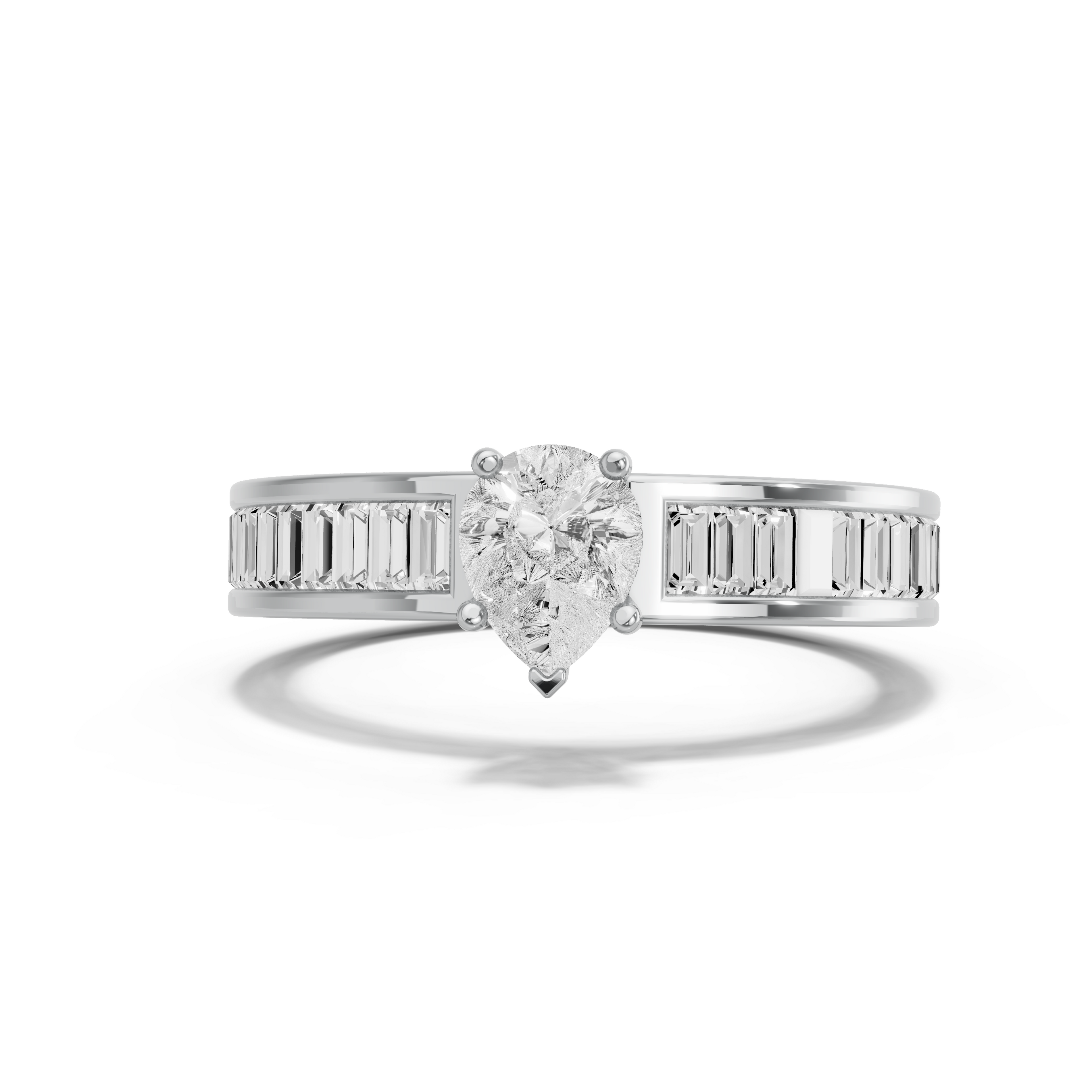 Image for pear-pave-basket-ring-with-baguette-channel-band-in-10k-white-gold