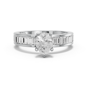Image for Pear Pave Basket Ring with Baguette Channel band
