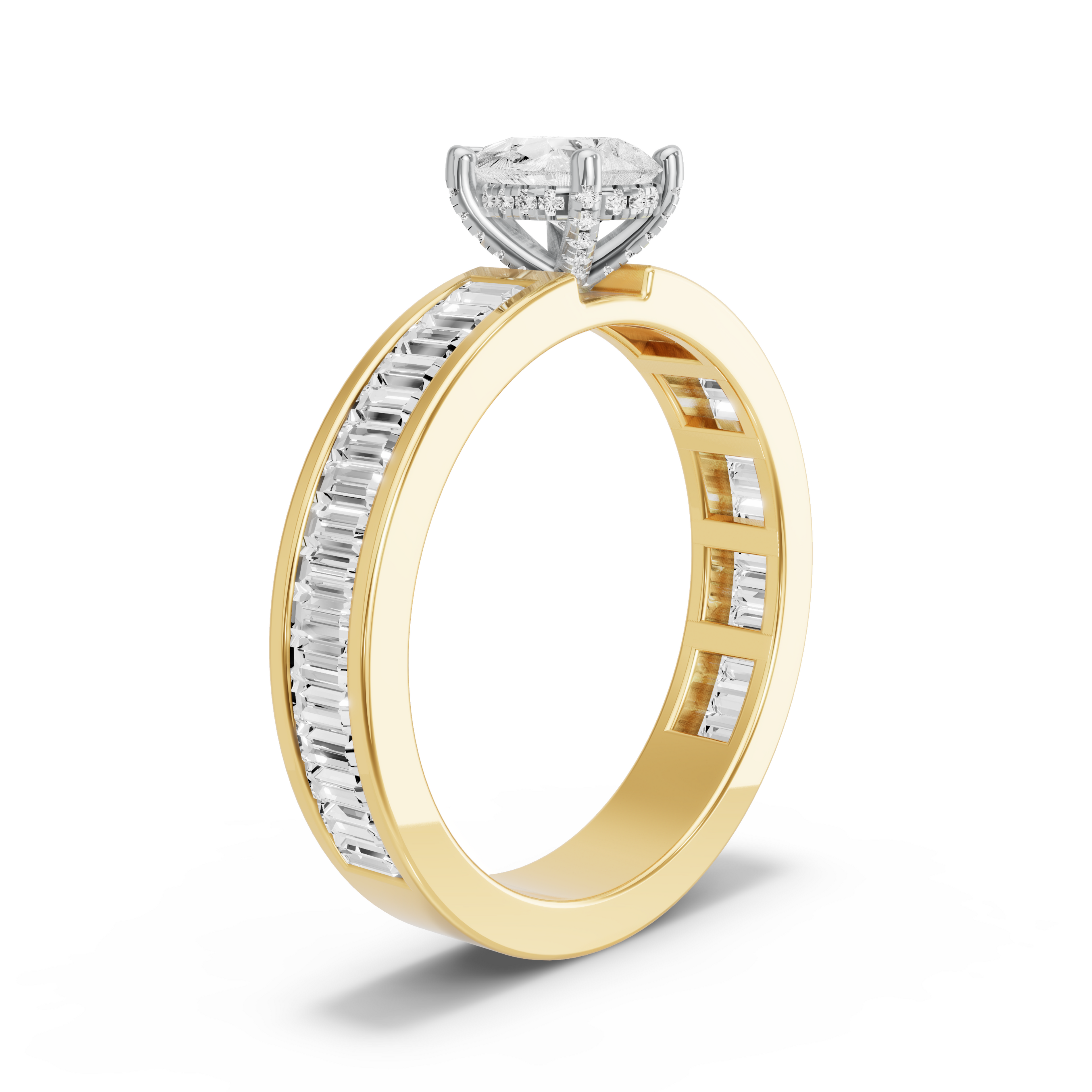 Image for pear-pave-basket-ring-with-baguette-channel-band-in-18k-two-tone-yellow-gold