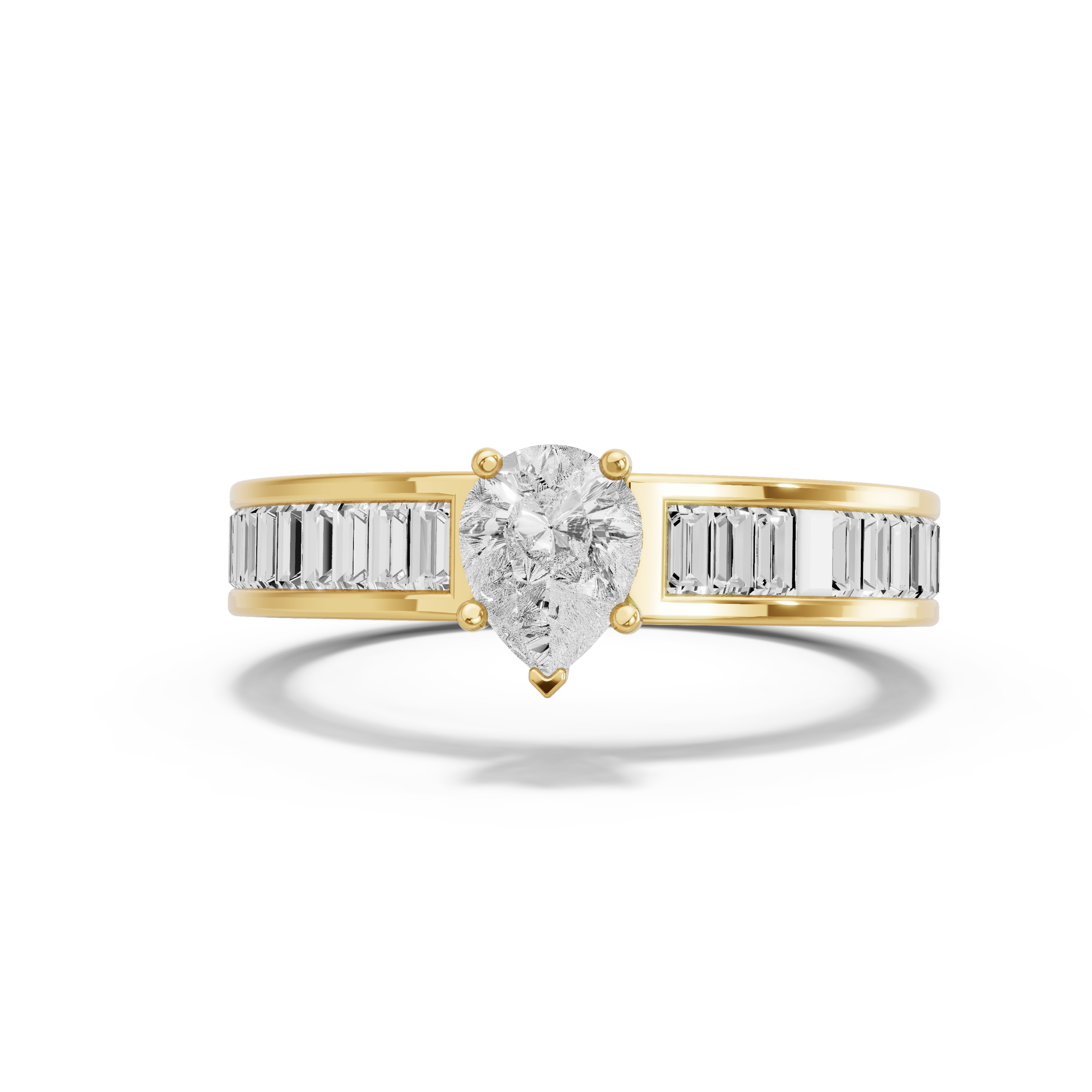 Image for pear-pave-basket-ring-with-baguette-channel-band-in-10k-yellow-gold