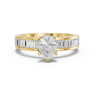 Image for Pear Pave Basket Ring with Baguette Channel band