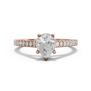 Image for Pear Pave Basket Ring with Cathedral Pave band in 14K Rose Gold