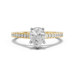 Image for Pear Pave Basket Ring with Cathedral Pave band in 14K Two Tone Yellow Gold