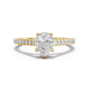Image for Pear Pave Basket Ring with Cathedral Pave band in 18K Yellow Gold