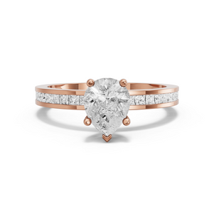 Image for Pear Pave Basket Ring with Channel band