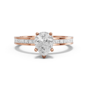 Image for Pear Pave Basket Ring with Channel band in 18K Rose Gold