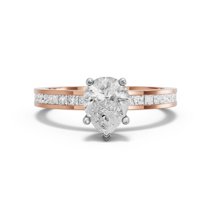 Image for Pear Pave Basket Ring with Channel band in 14K Two Tone Rose Gold