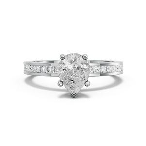 Image for Pear Pave Basket Ring with Channel band in 950 Platinum