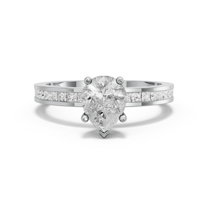 Image for Pear Pave Basket Ring with Channel band
