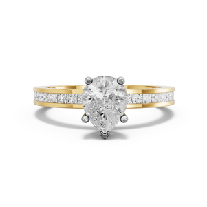 Image for Pear Pave Basket Ring with Channel band in 14K Two Tone Yellow Gold