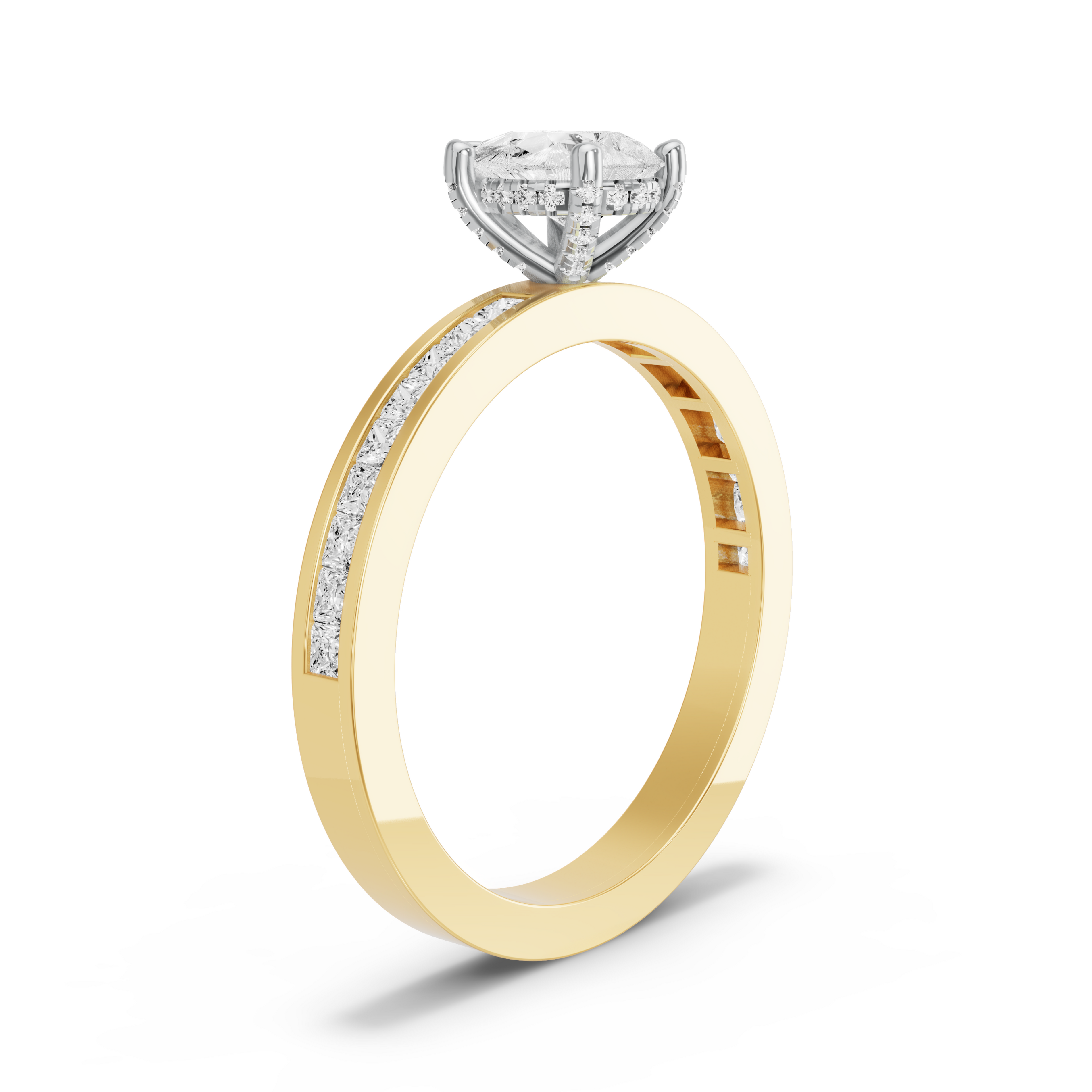 Image for pear-pave-basket-ring-with-channel-band-in-14k-two-tone-yellow-gold