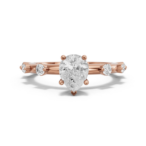 Image for Pear Pave Basket Ring with Floating Station band in 18K Rose Gold