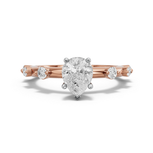 Image for Pear Pave Basket Ring with Floating Station band in 14K Two Tone Rose Gold