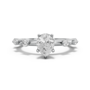 Image for Pear Pave Basket Ring with Floating Station band in 950 Platinum