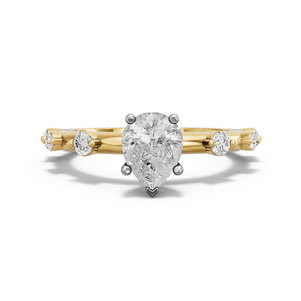 Image for Pear Pave Basket Ring with Floating Station band in 18K Two Tone Yellow Gold