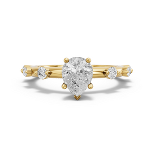 Image for Pear Pave Basket Ring with Floating Station band in 14K Yellow Gold