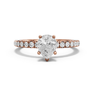Image for Pear Pave Basket Ring with French Pave band in 18K Rose Gold