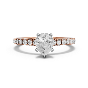 Image for Pear Pave Basket Ring with French Pave band in 14K Two Tone Rose Gold
