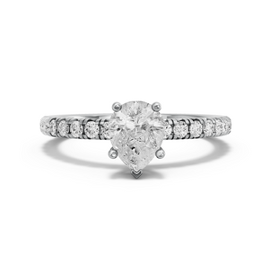 Image for Pear Pave Basket Ring with French Pave band in 18K White Gold