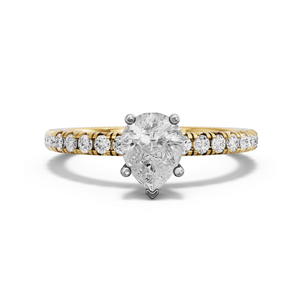 Image for Pear Pave Basket Ring with French Pave band in 18K Two Tone Yellow Gold