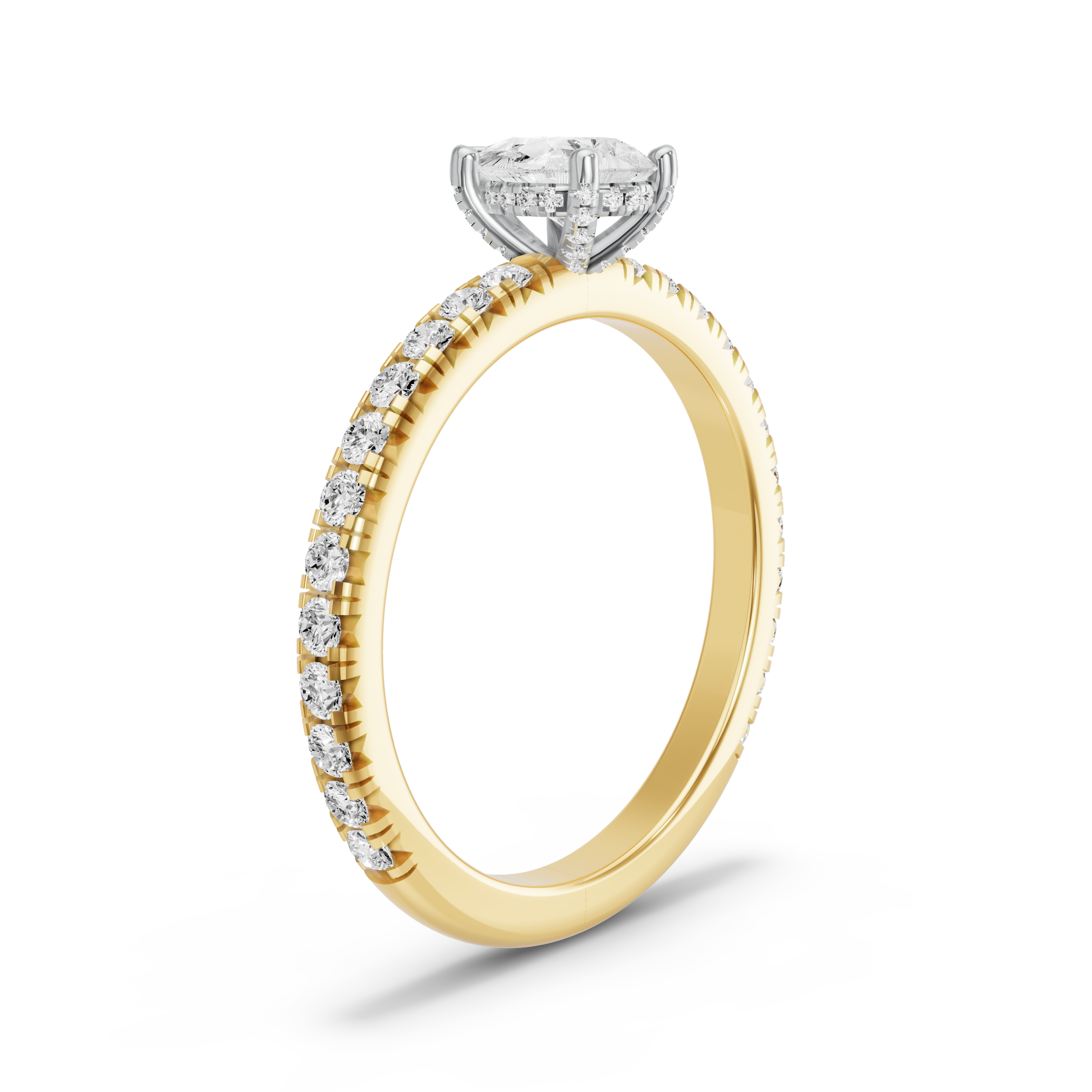 Image for pear-pave-basket-ring-with-french-pave-band-in-10k-two-tone-yellow-gold