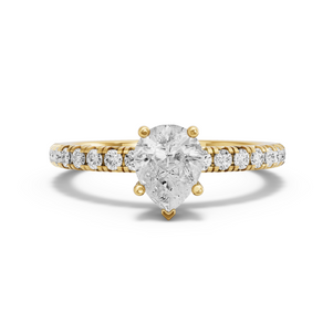 Image for Pear Pave Basket Ring with French Pave band in 18K Yellow Gold