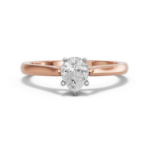 Image for Pear Pave Basket Ring with Knife Edge Cathedral band in 18K Two Tone Rose Gold