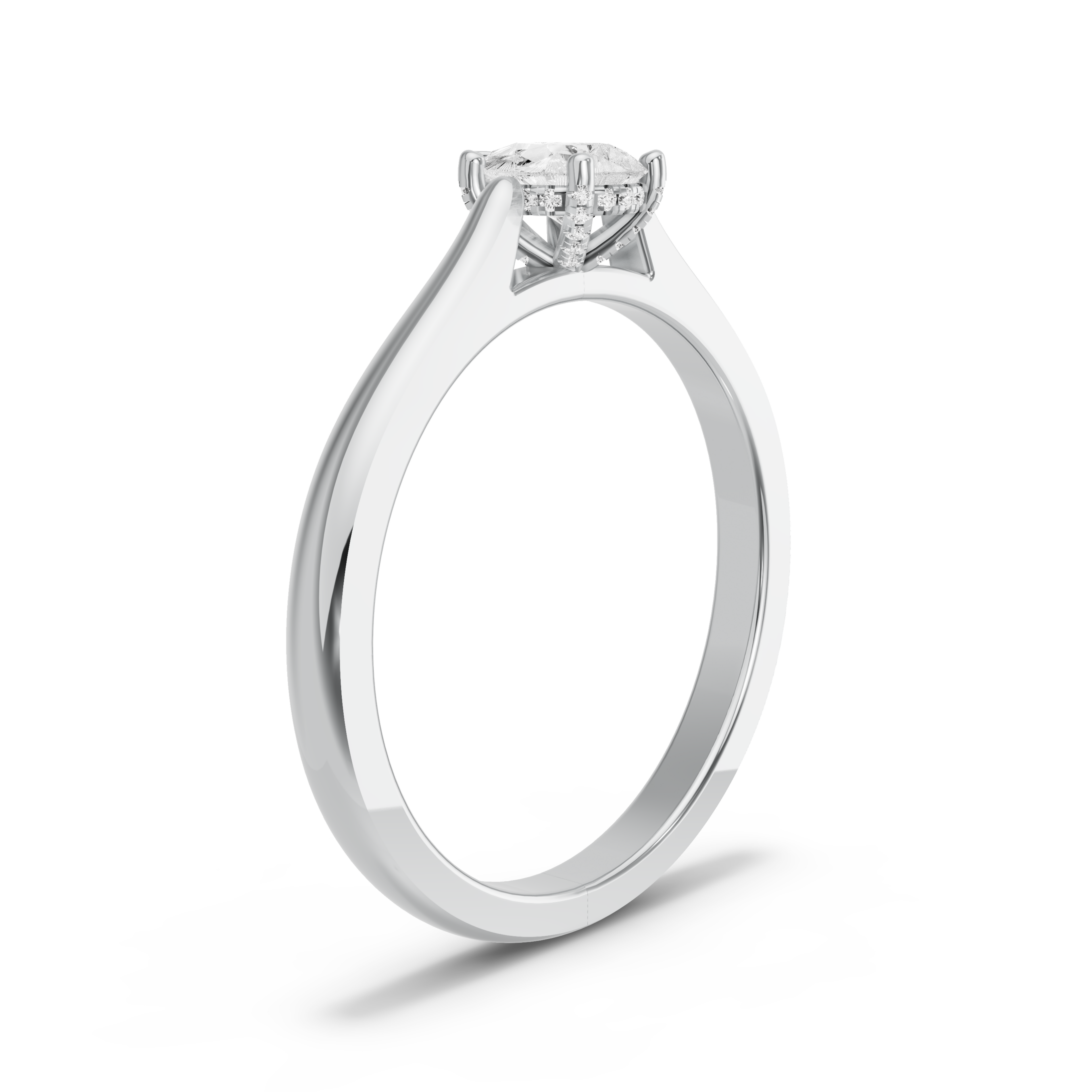 Image for pear-pave-basket-ring-with-knife-edge-cathedral-band-in-18k-white-gold