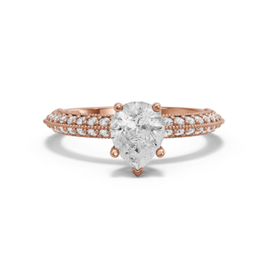 Image for Pear Pave Basket Ring with Knife Edge Pave band