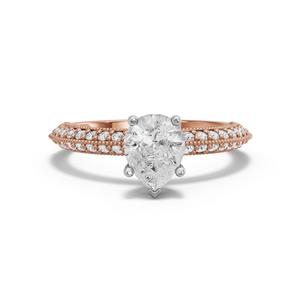 Image for Pear Pave Basket Ring with Knife Edge Pave band