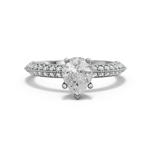 Image for Pear Pave Basket Ring with Knife Edge Pave band