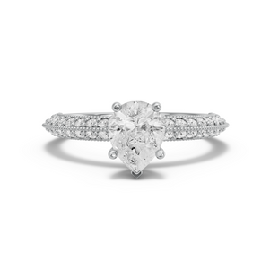 Image for Pear Pave Basket Ring with Knife Edge Pave band in 18K White Gold
