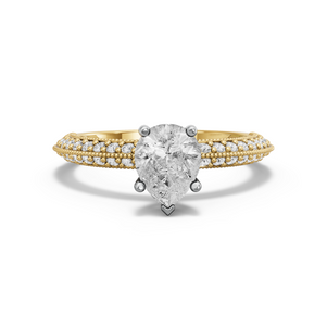 Image for Pear Pave Basket Ring with Knife Edge Pave band