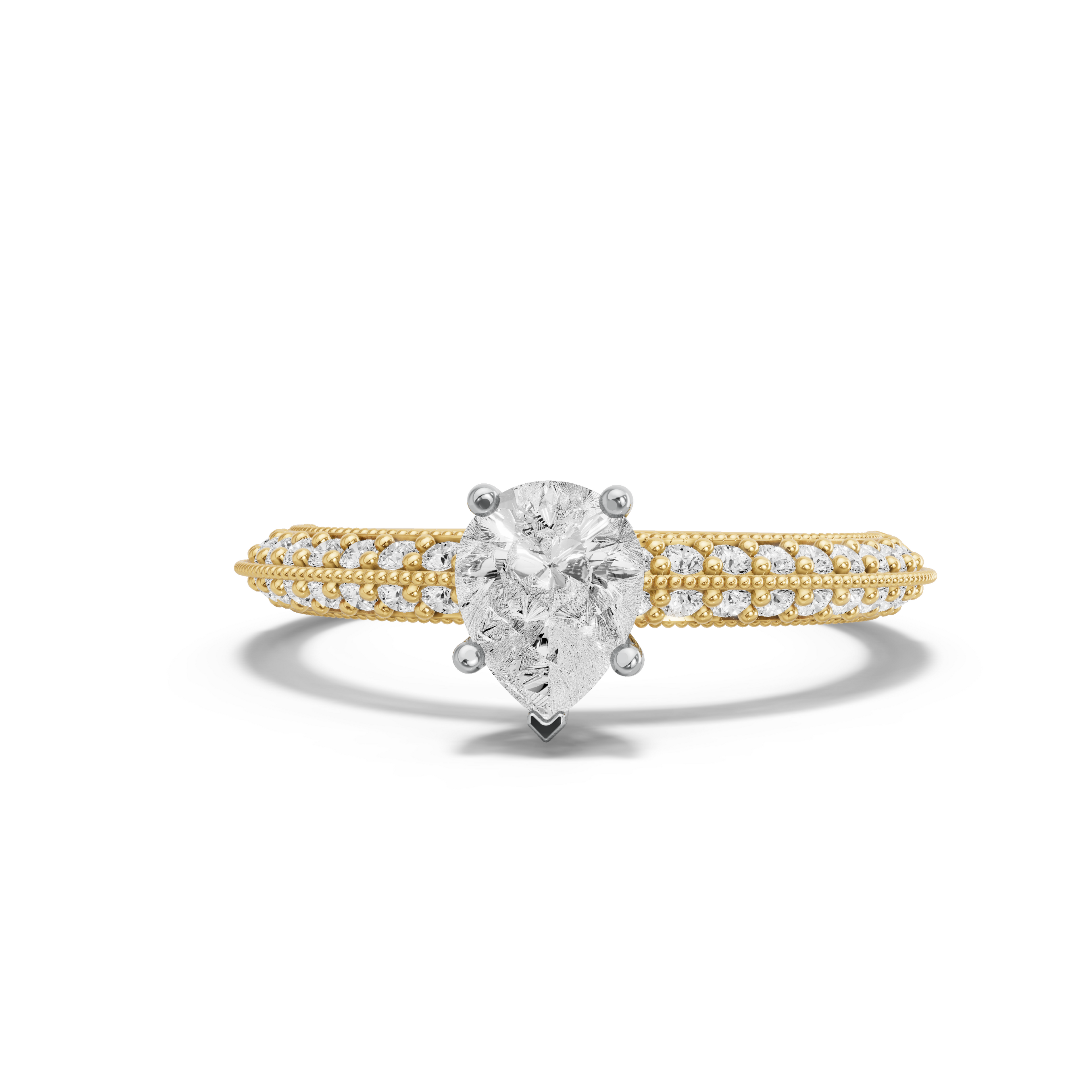 Image for pear-pave-basket-ring-with-knife-edge-pave-band-in-14k-two-tone-yellow-gold