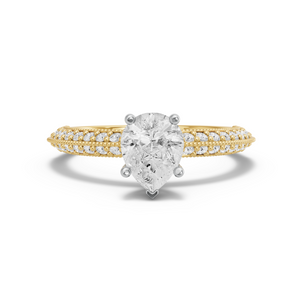 Image for Pear Pave Basket Ring with Knife Edge Pave band in 14K Two Tone Yellow Gold