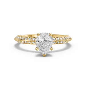 Image for Pear Pave Basket Ring with Knife Edge Pave band