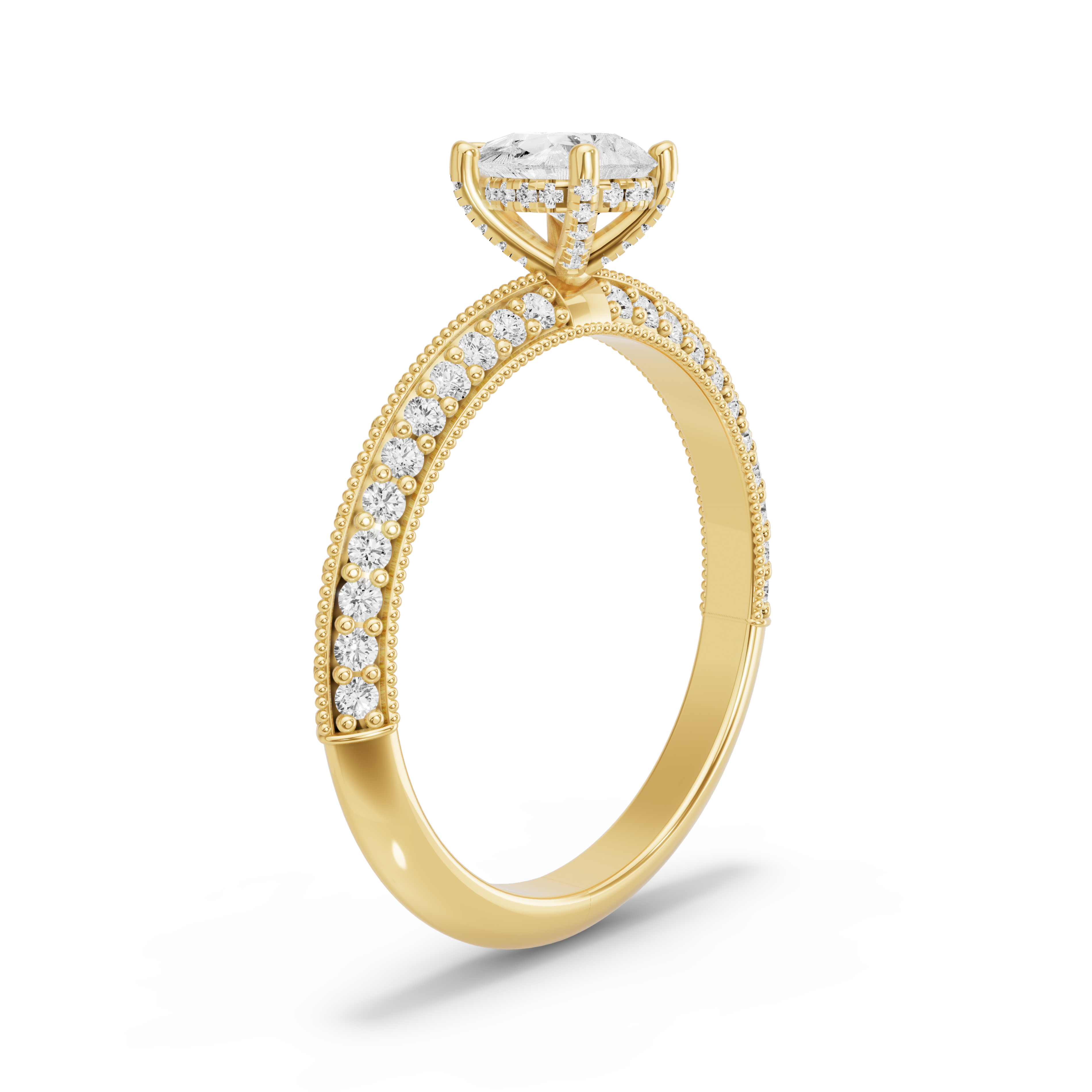 Image for pear-pave-basket-ring-with-knife-edge-pave-band-in-10k-yellow-gold