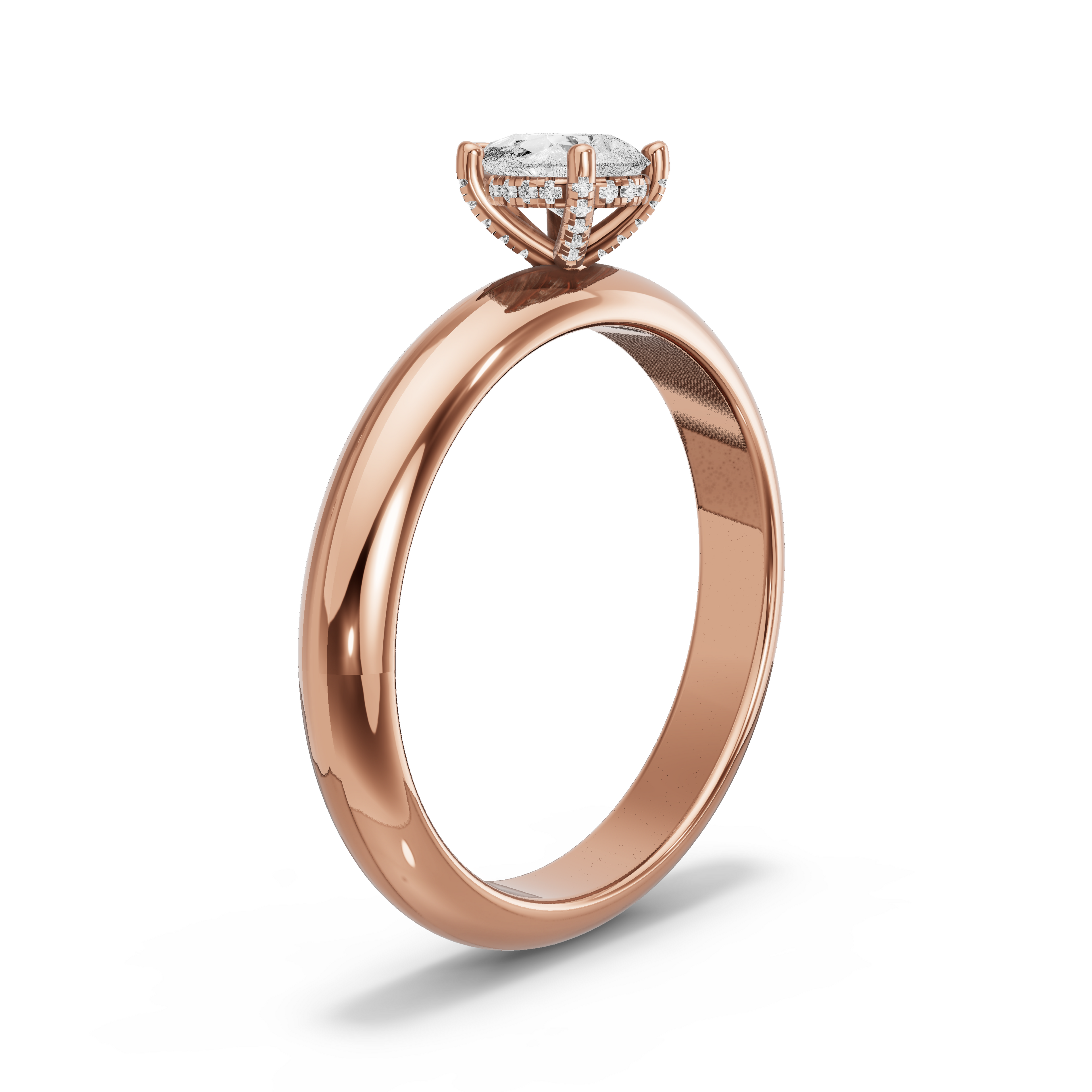 Image for pear-pave-basket-ring-with-knife-edge-solitaire-band-in-18k-rose-gold