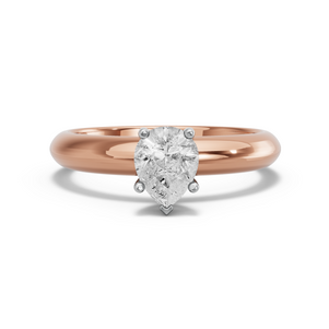 Image for Pear Pave Basket Ring with Knife Edge Solitaire band in 18K Two Tone Rose Gold