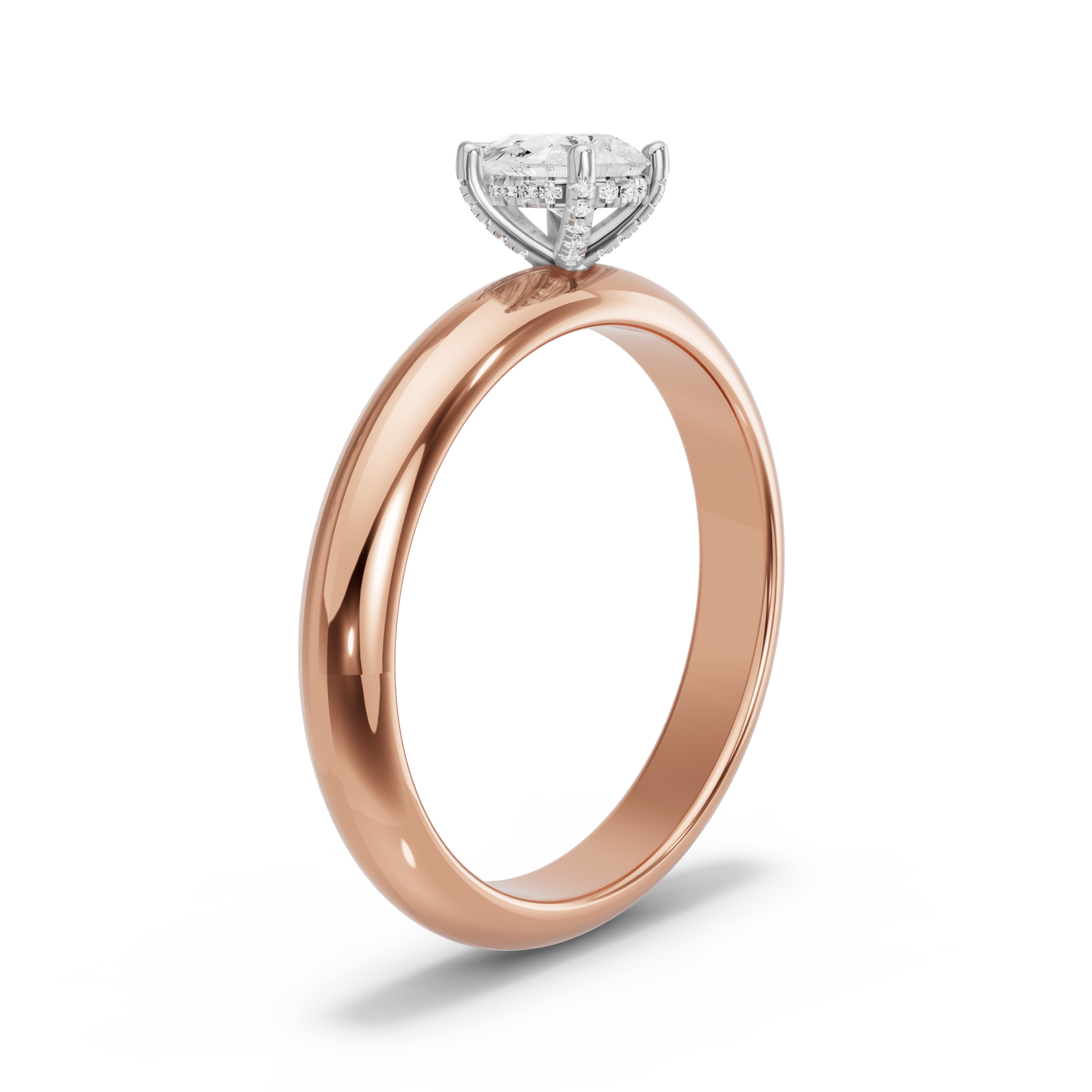 Image for pear-pave-basket-ring-with-knife-edge-solitaire-band-in-18k-two-tone-rose-gold