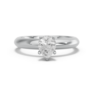 Image for Pear Pave Basket Ring with Knife Edge Solitaire band in 18K White Gold
