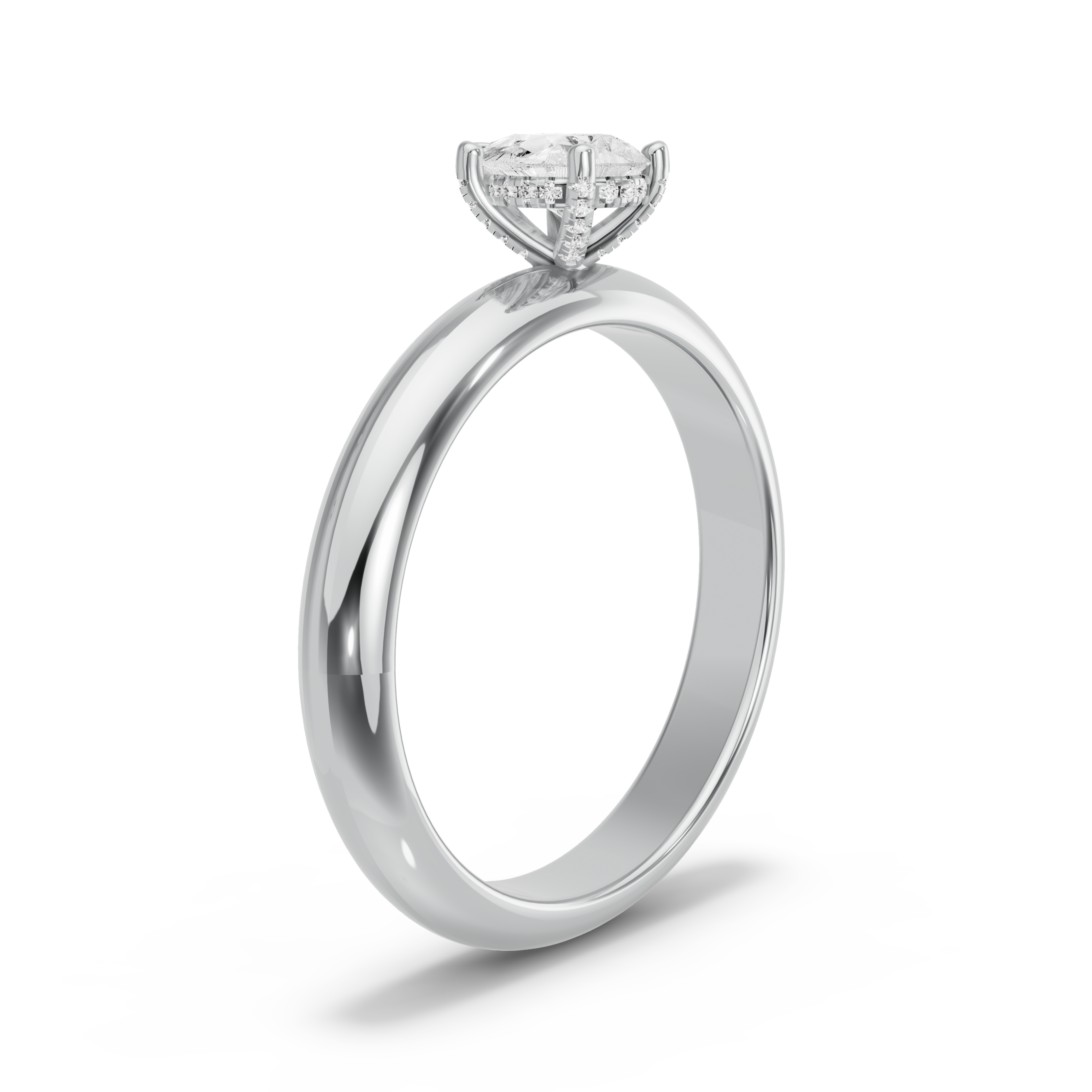 Image for pear-pave-basket-ring-with-knife-edge-solitaire-band-in-18k-white-gold
