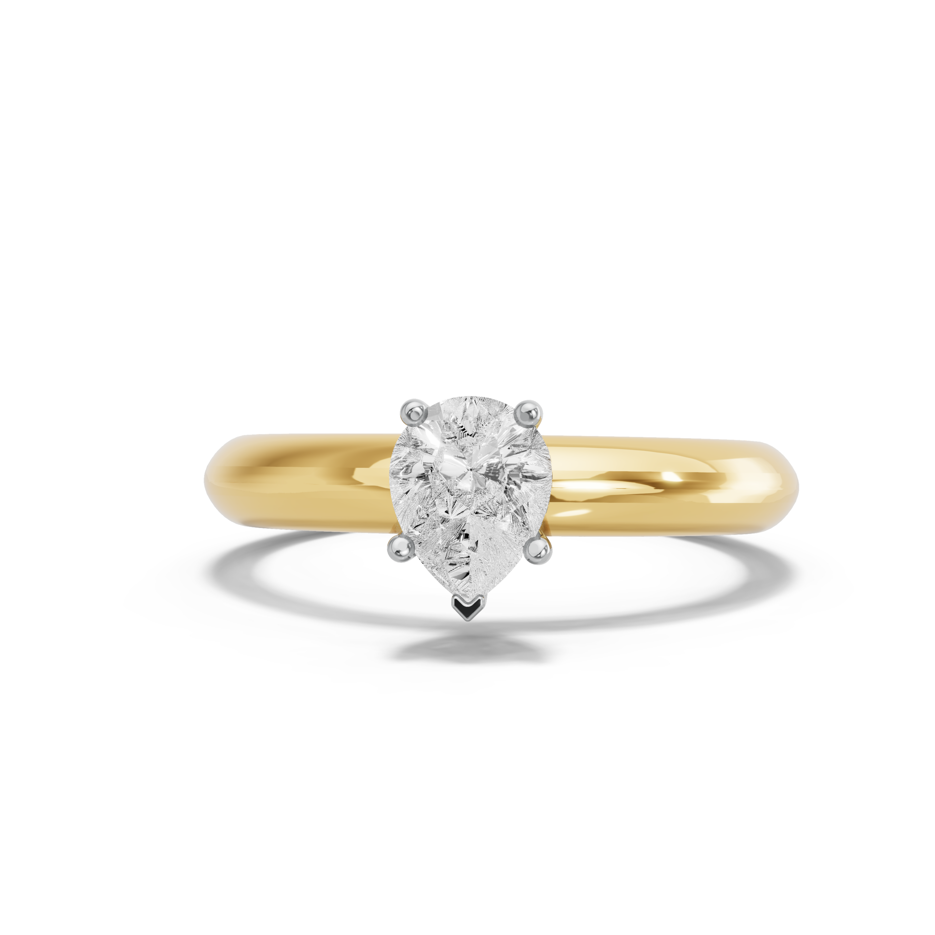 Image for pear-pave-basket-ring-with-knife-edge-solitaire-band-in-10k-two-tone-yellow-gold