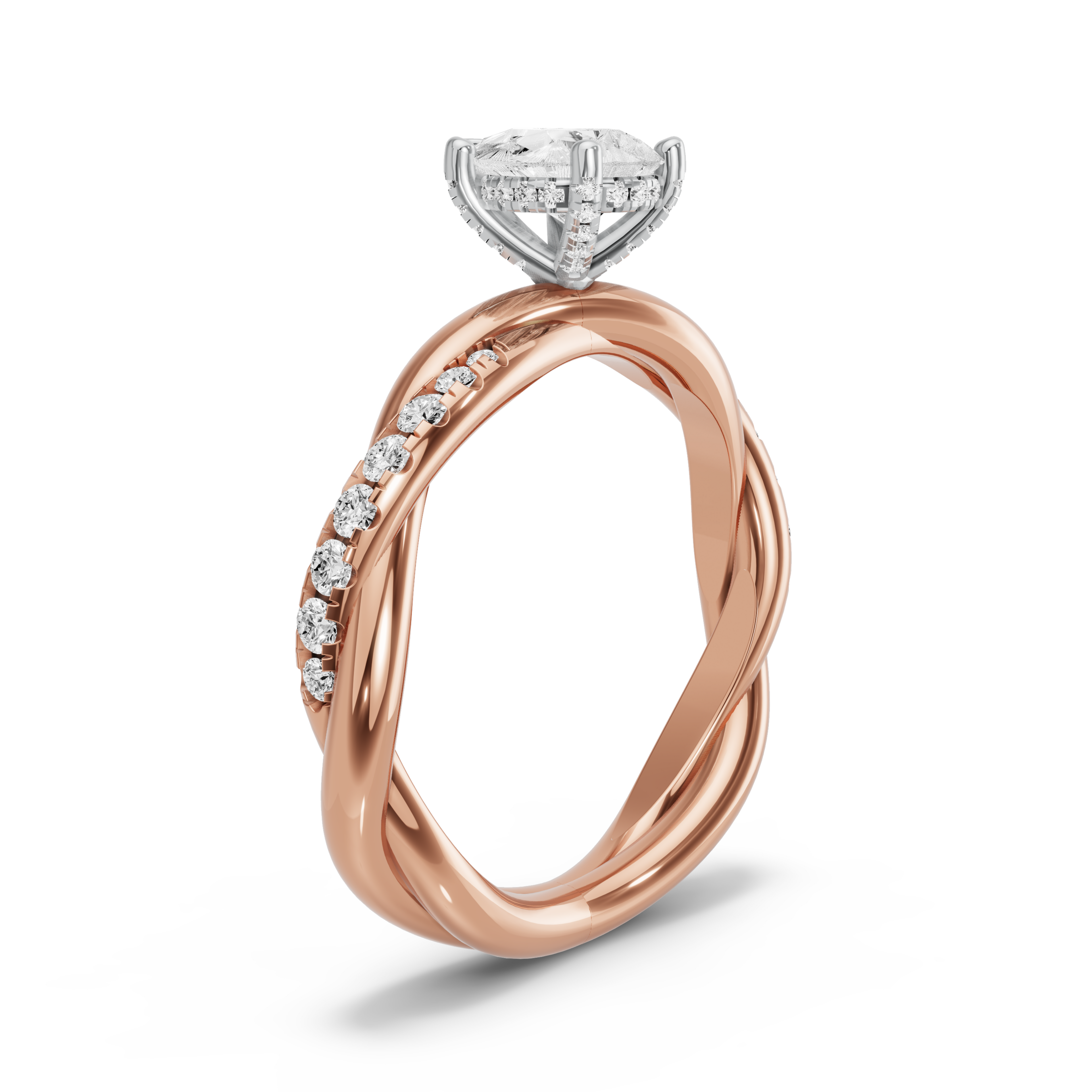 Image for pear-pave-basket-ring-with-rope-pave-band-in-14k-two-tone-rose-gold
