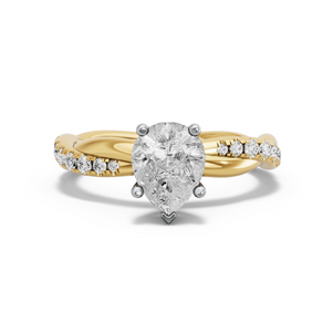 Image for Pear Pave Basket Ring with Rope Pave band in 18K Two Tone Yellow Gold