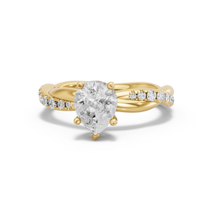 Image for Pear Pave Basket Ring with Rope Pave band
