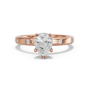 Image for Pear Pave Basket Ring with Sleek Accent band