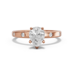 Image for Pear Pave Basket Ring with Sleek Accent band in 14K Rose Gold