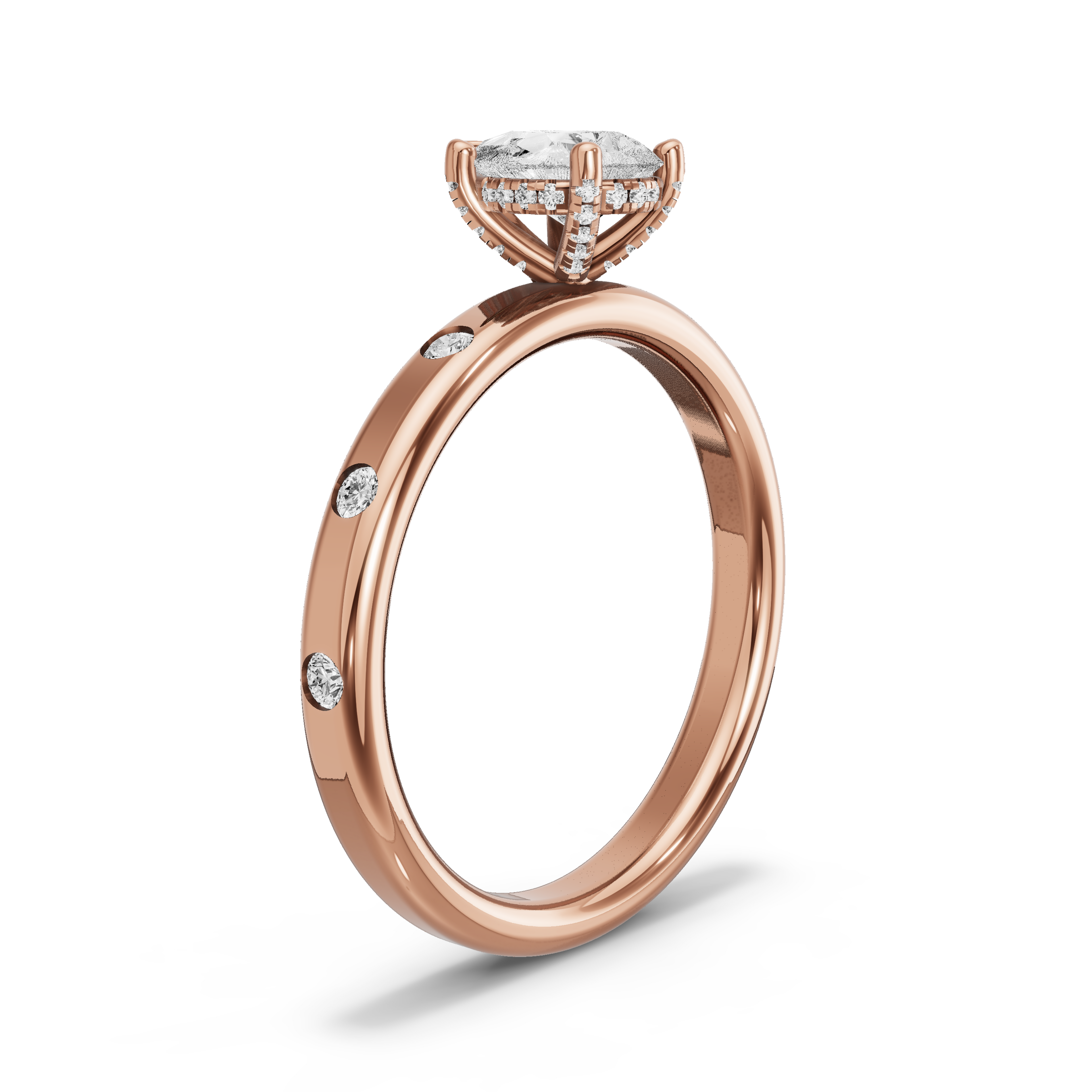 Image for pear-pave-basket-ring-with-sleek-accent-band-in-18k-rose-gold