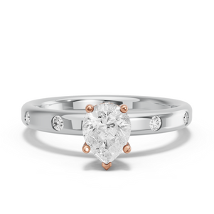 Image for Pear Pave Basket Ring with Sleek Accent band